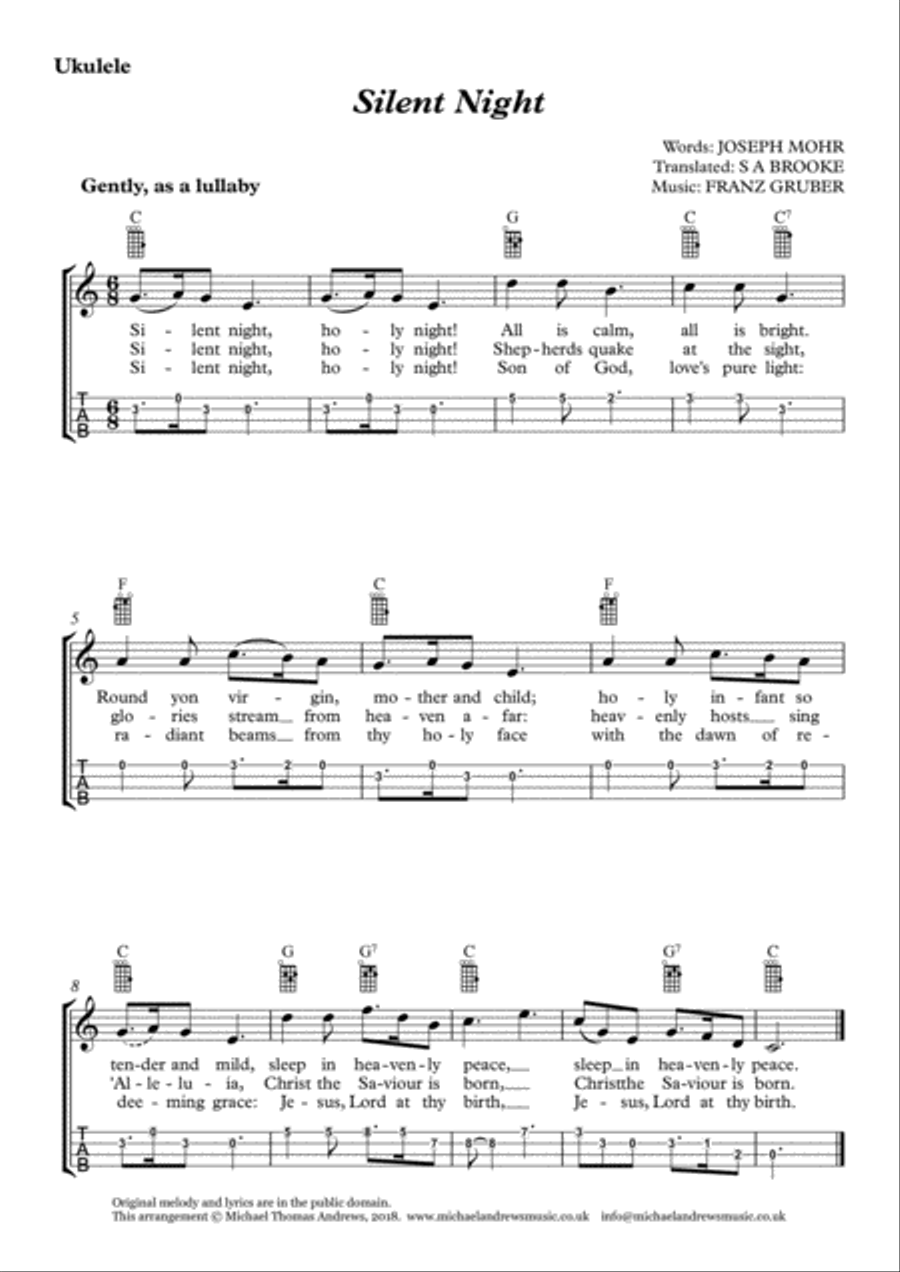 Silent Night (for Ukulele with TAB)