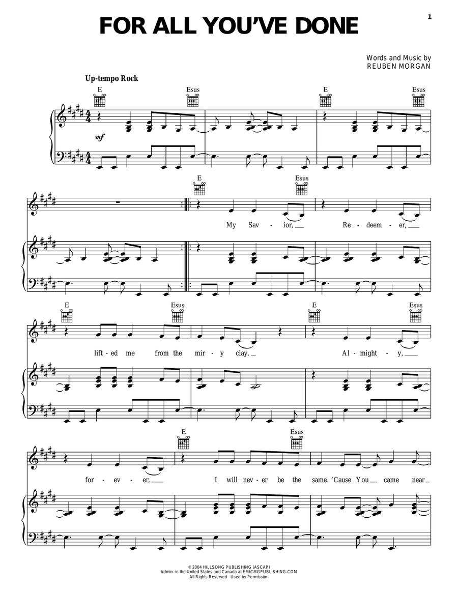 For All You've Done Acoustic Guitar scores gallery preview page 1