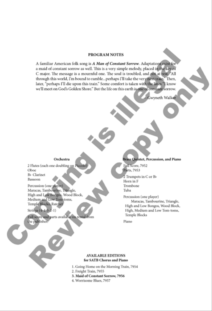 Maid of Constant Sorrow 4-Part scores gallery preview page 2