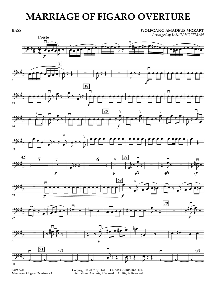 Overture to Marriage of Figaro - Bass Part scores gallery preview page 1