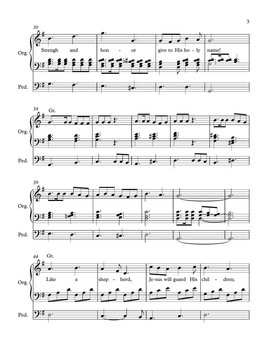 Praise Him! Praise Him! (Tune: Joyful Song) Organ Solo scores gallery preview page 3