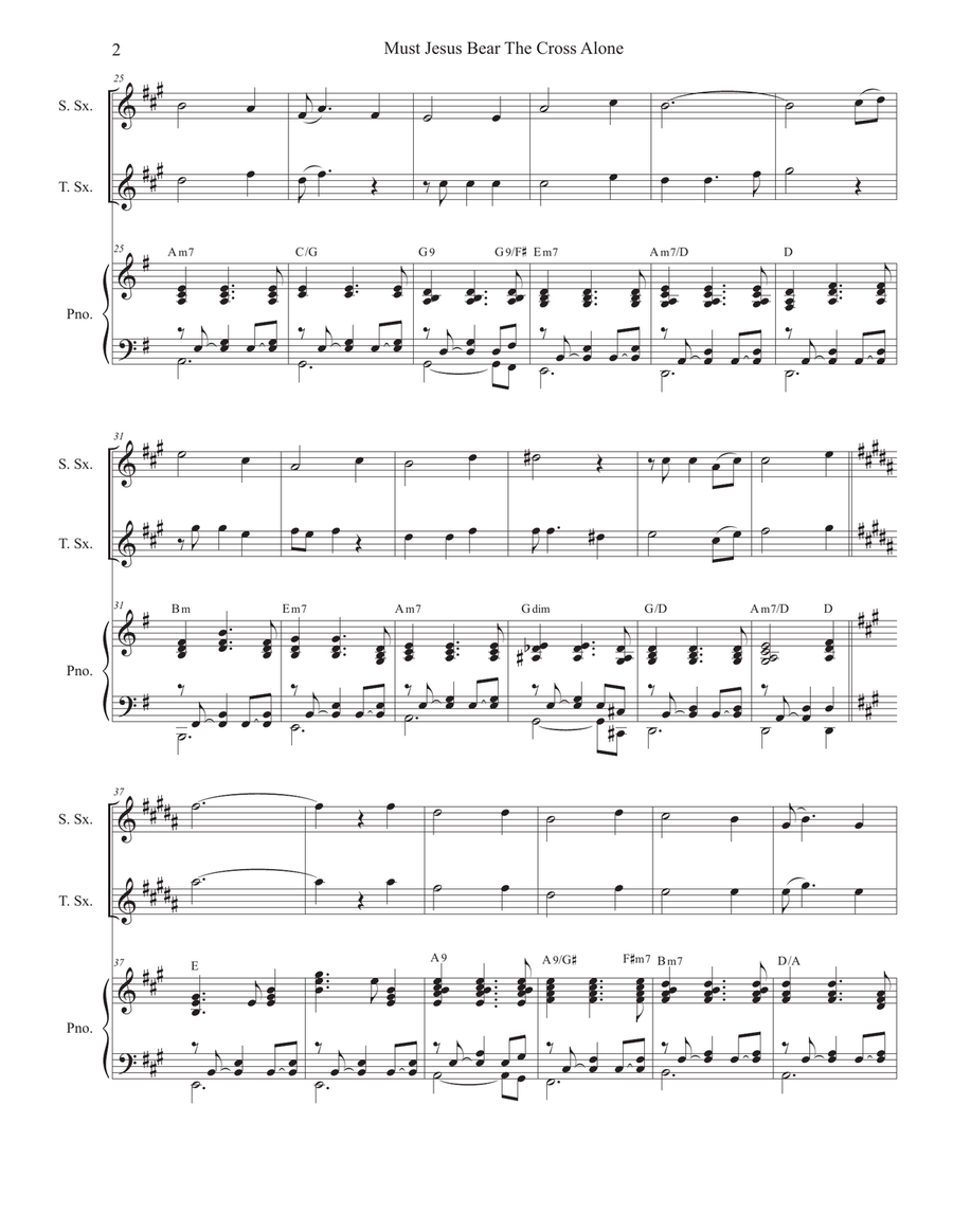 Must Jesus Bear The Cross Alone (Duet for Soprano and Tenor Saxophone) Woodwind Duet scores gallery preview page 3