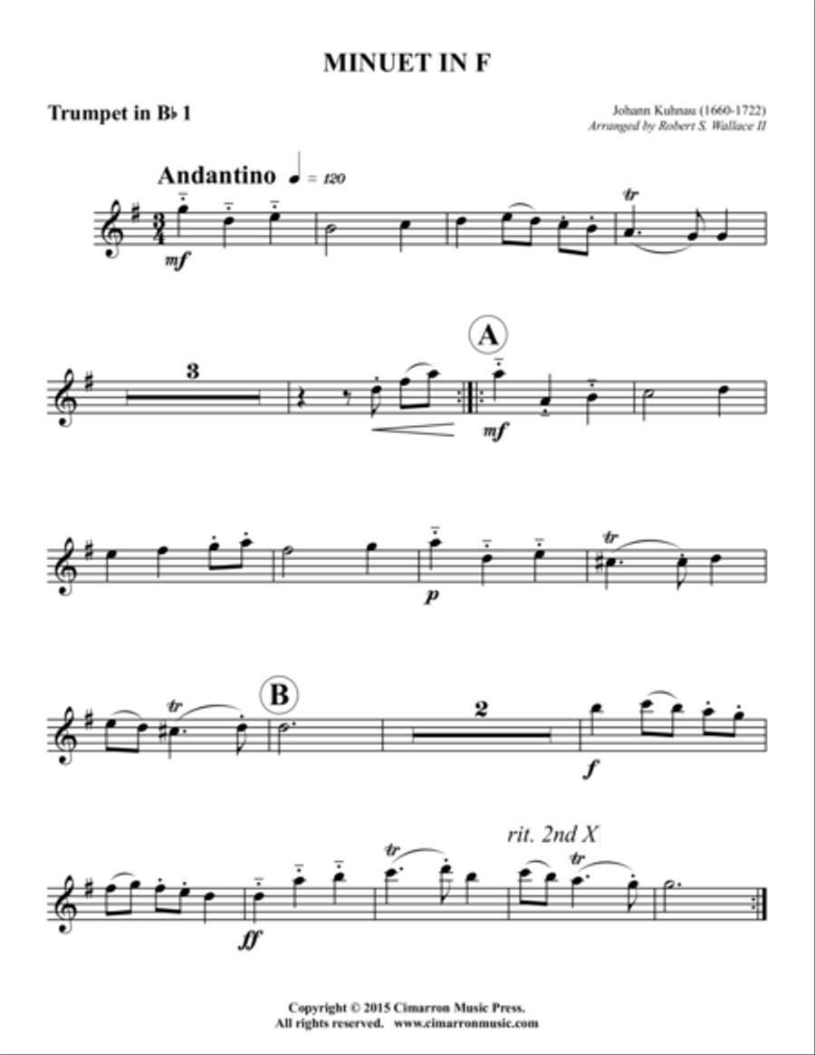 Minuet in F Brass Quintet scores gallery preview page 2