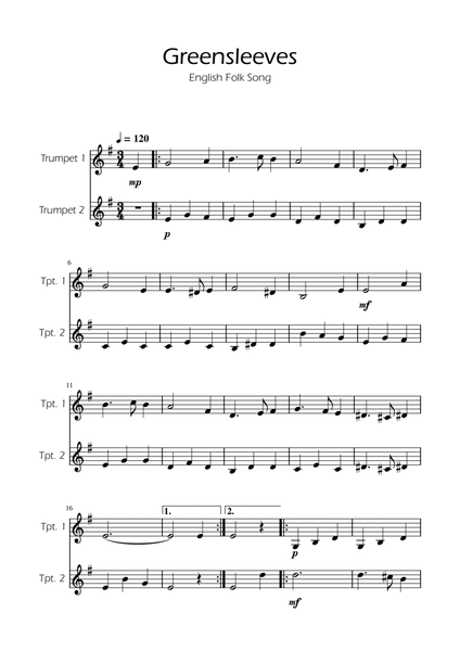Greensleeves - Trumpet Duet image number null