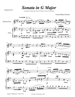 Telemann: Sonata in G Major for Baritone Horn & Piano