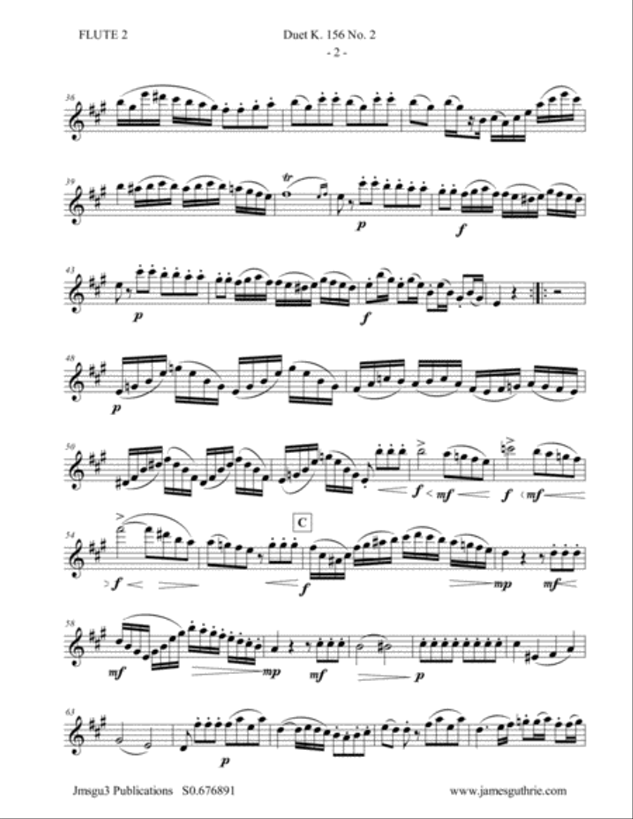 Mozart: Duet K. 156 No. 2 for Flute Duo Flute Duet scores gallery preview page 2