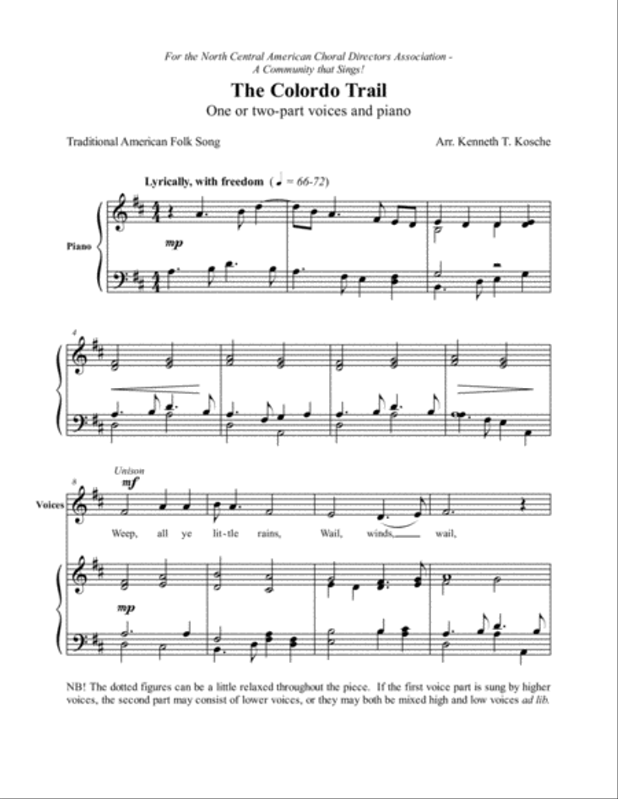 The Colorado Trail Unison Choir scores gallery preview page 1