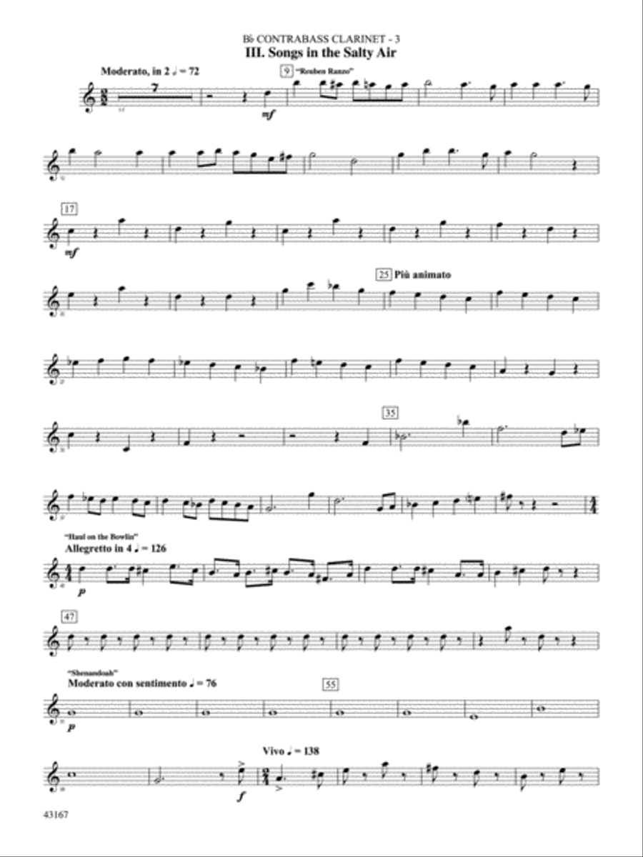 Down to the Sea in Ships (from the NBC TV Film Project 20): B-flat Contrabass Clarinet Concert Band scores gallery preview page 4