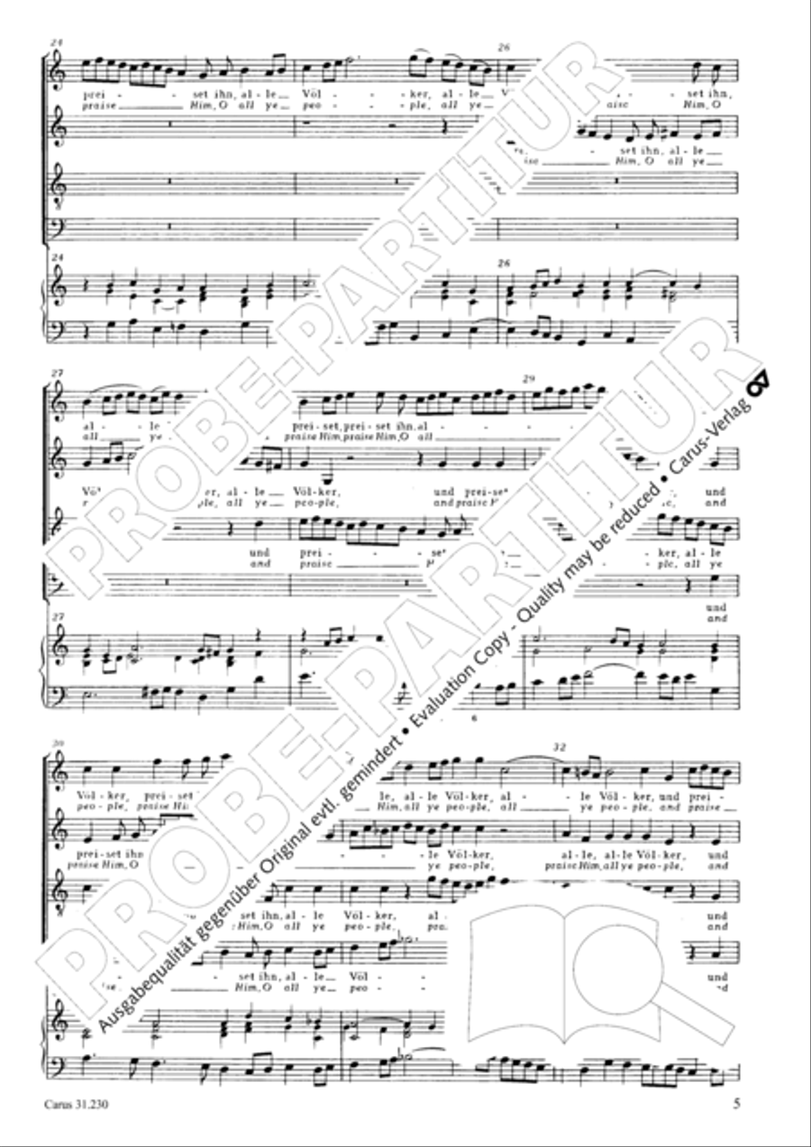 Praise ye the Lord, all ye nations (Lobet den Herrn, alle Heiden) 4-Part scores gallery preview page 6