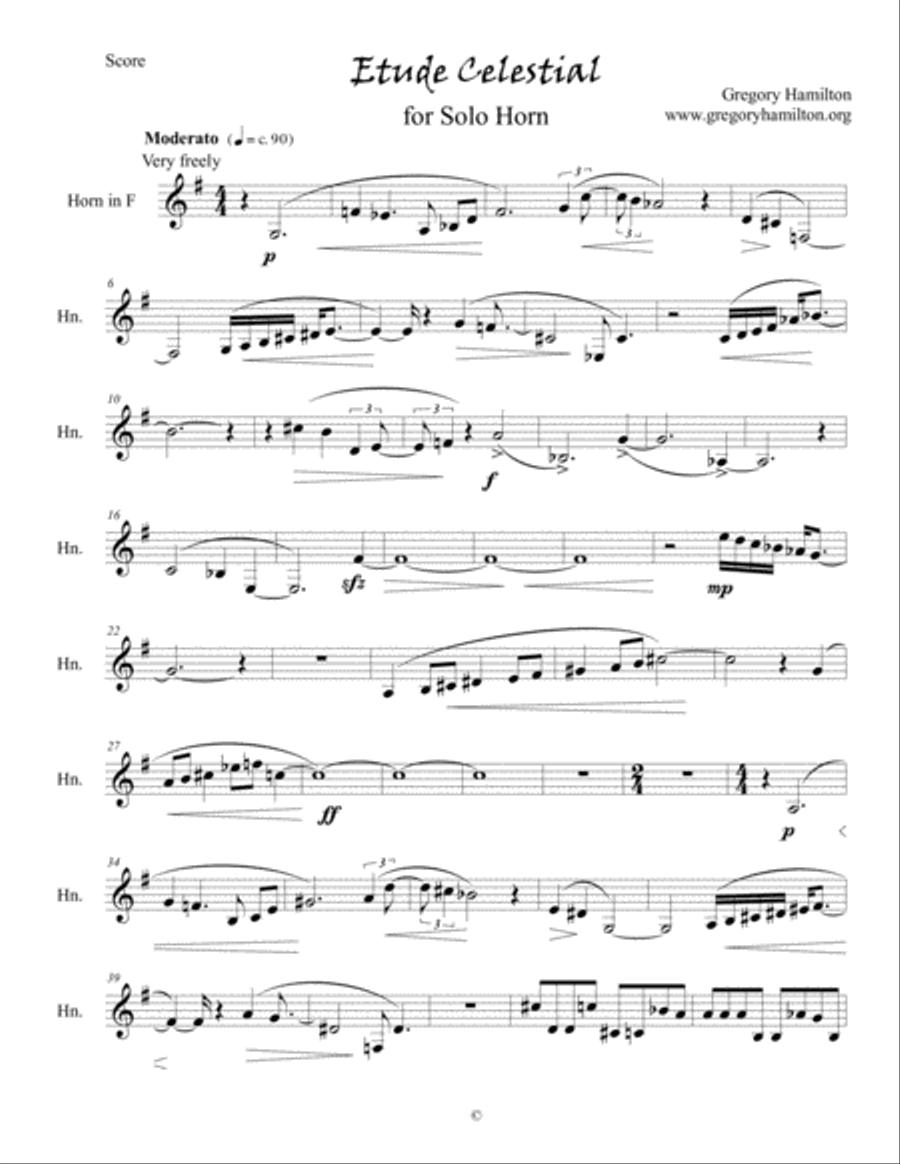 Etude Celestial for Solo Horn Horn Solo scores gallery preview page 1