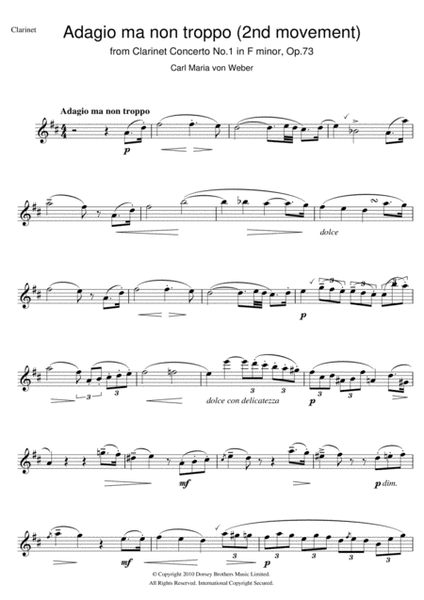 Clarinet Concerto No.1 In F Minor, Op.73, 2nd Movement: Adagio Ma Non Troppo