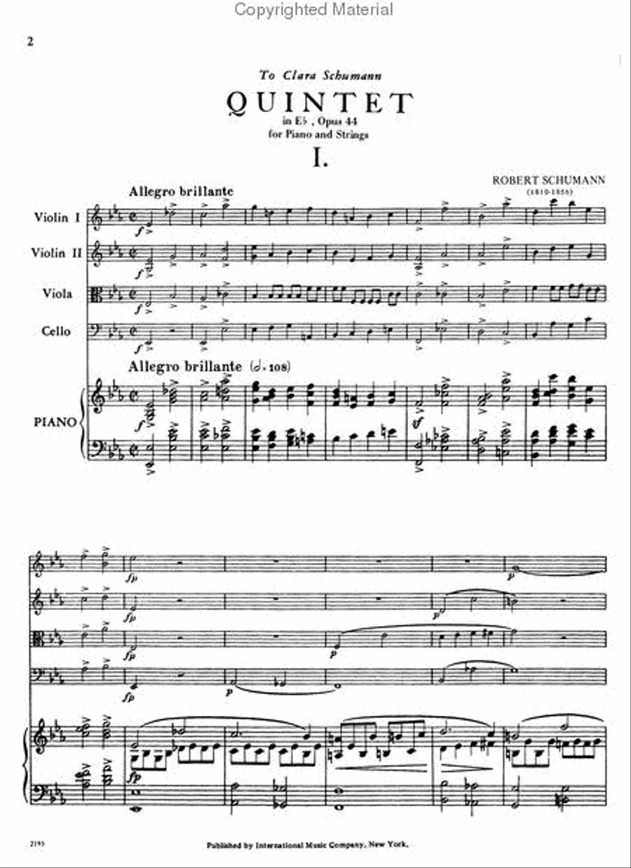 Quintet In E Flat Major, Opus 44 Piano Quintet scores gallery preview page 2