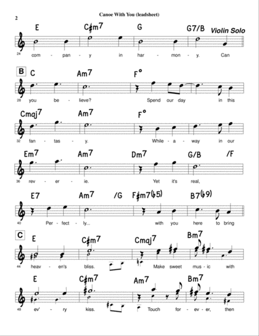 Canoe With You - leadsheet for violin and guitar duet String Duet scores gallery preview page 3