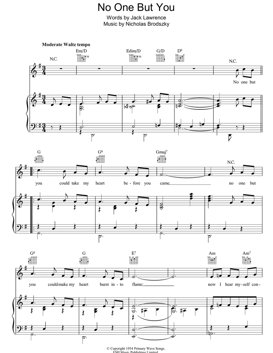 No One But You Piano, Vocal, Guitar scores gallery preview page 1