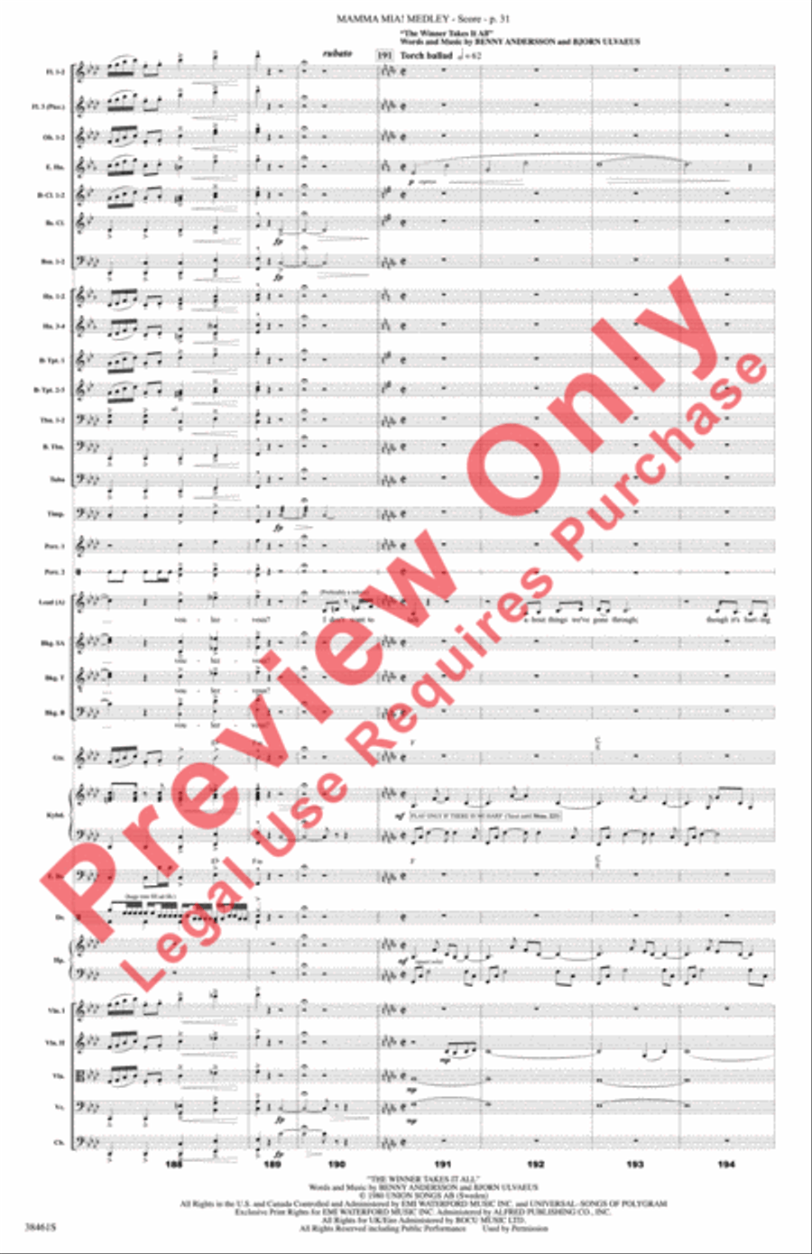 Mamma Mia! Medley Mamma Mia! Medley Full Orchestra scores gallery preview page 32