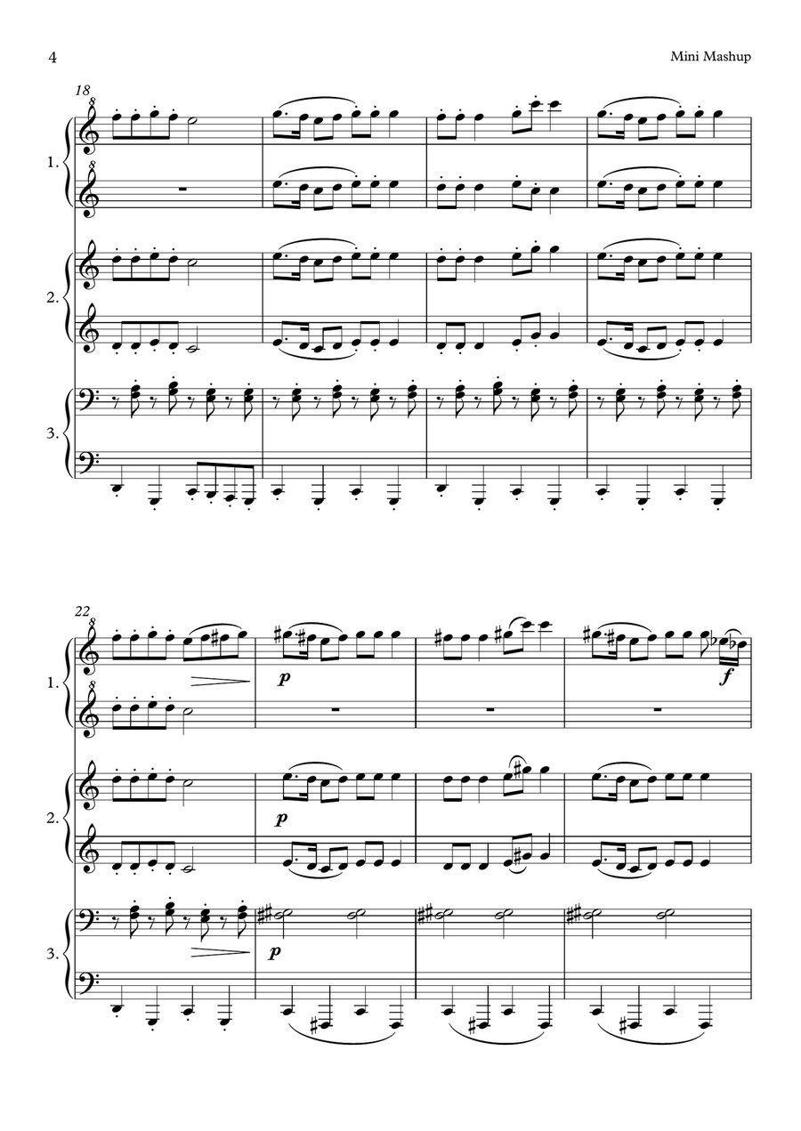 Mini Mashup (Piano, 6 Hands) Easy Piano scores gallery preview page 4