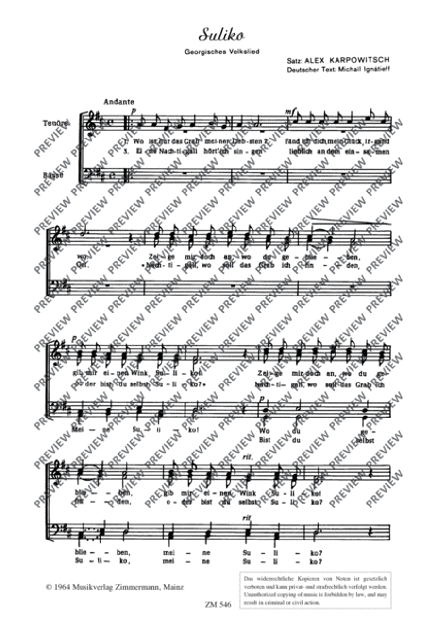 Suliko Men's Choir scores gallery preview page 3