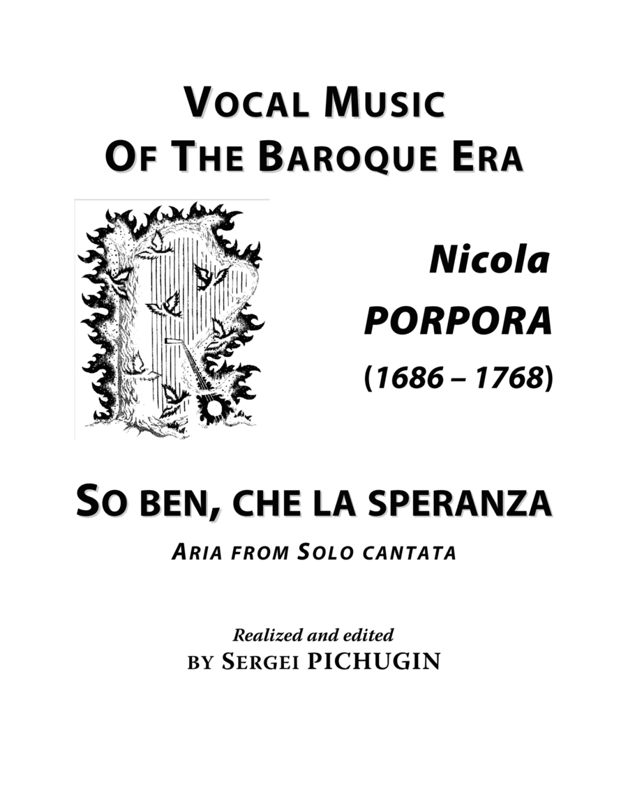 PORPORA Nicola: So ben, che la speranza, aria from the cantata, arranged for Voice and Piano (E majo image number null