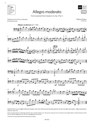 Allegro moderato (Grade 3, A2, from the ABRSM Cello Syllabus from 2024)