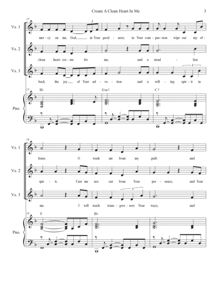 Create A Clean Heart In Me (Vocal Quartet - (SATB) image number null
