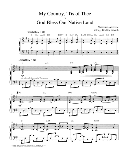 My Country, 'Tis of Thee - Solo Piano image number null