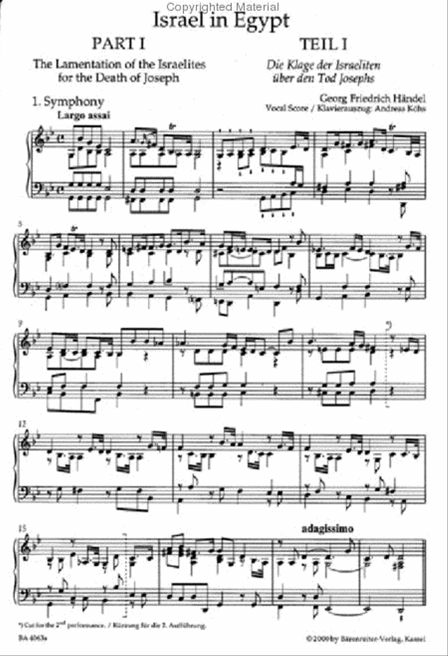 Israel in Egypt - Israel in agypten HWV 54 4-Part scores gallery preview page 2