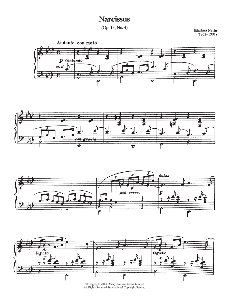 Narcissus (Opus 13 No.4) Narcissus (Opus 13 No.4) Piano Solo scores gallery preview page 1