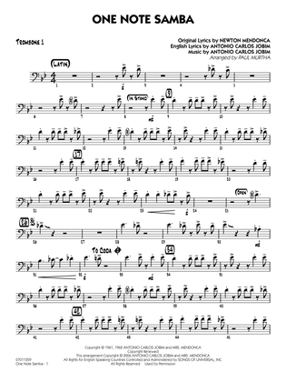 Book cover for One Note Samba (arr. Paul Murtha) - Trombone 1