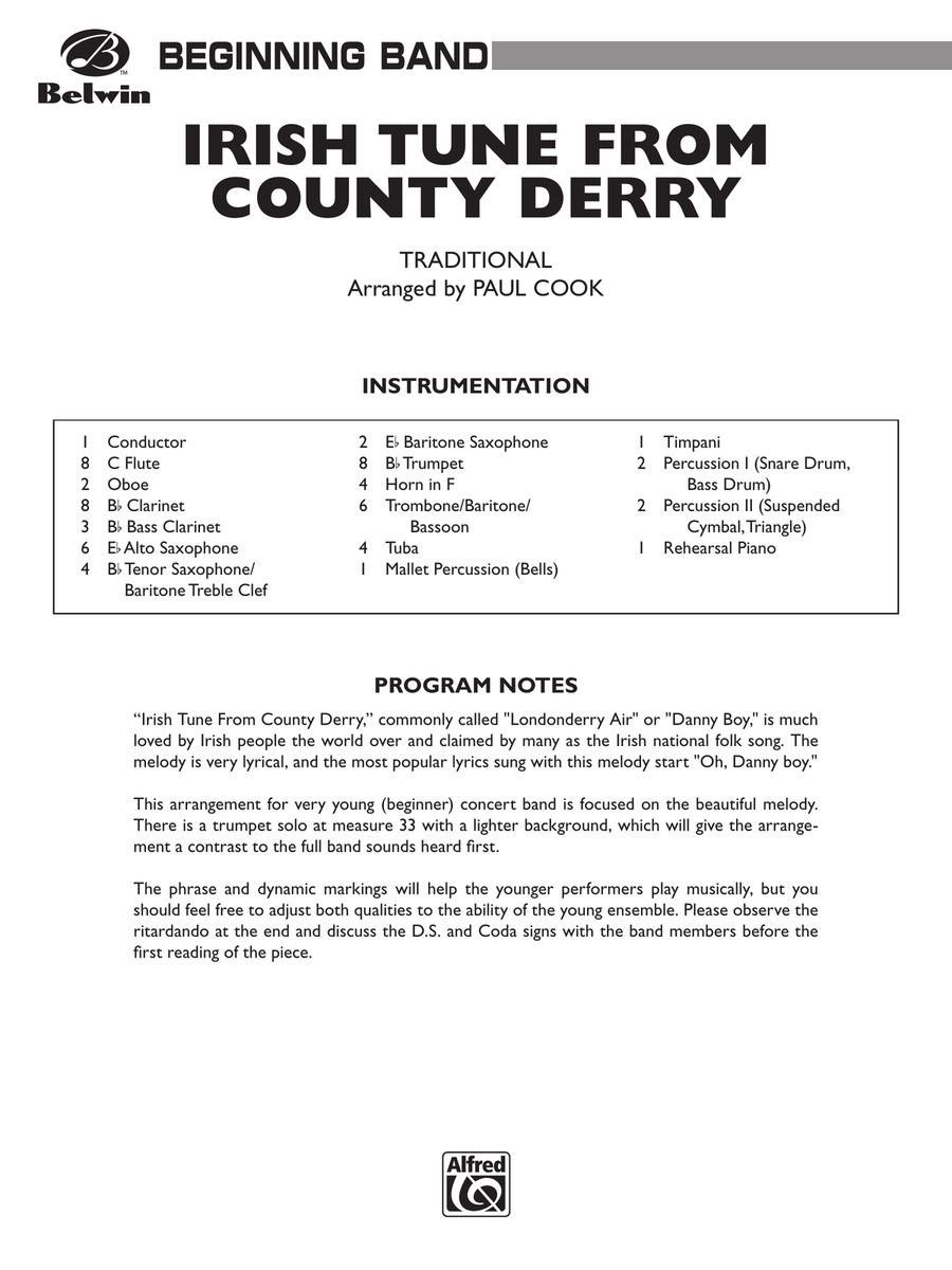 Irish Tune from County Derry: Score
