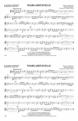 Margaritaville: Bb Tenor Saxophone/Bartione Treble Clef