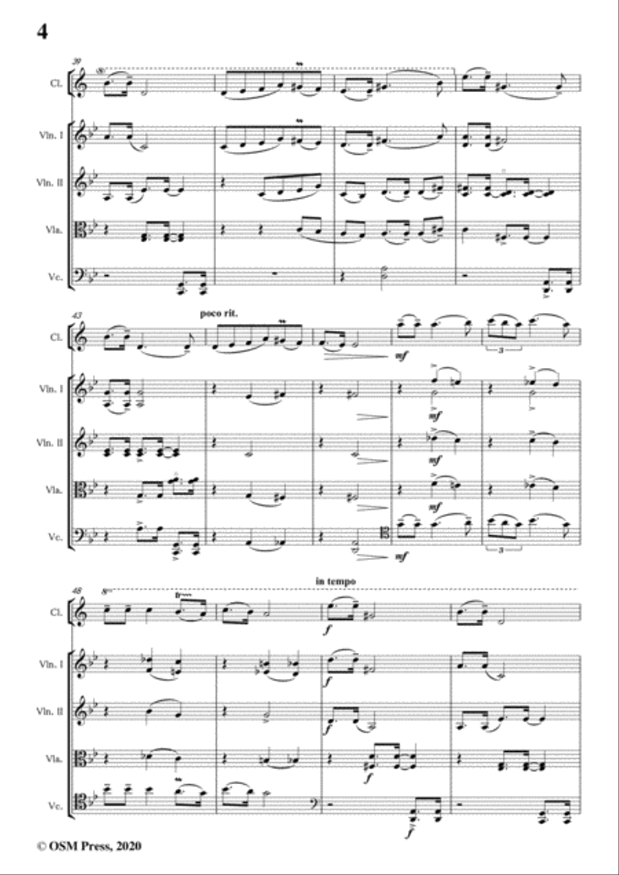 Krein-Esquisses hébraïques,Op.12,for Clarinet and String Quartet Clarinet scores gallery preview page 6