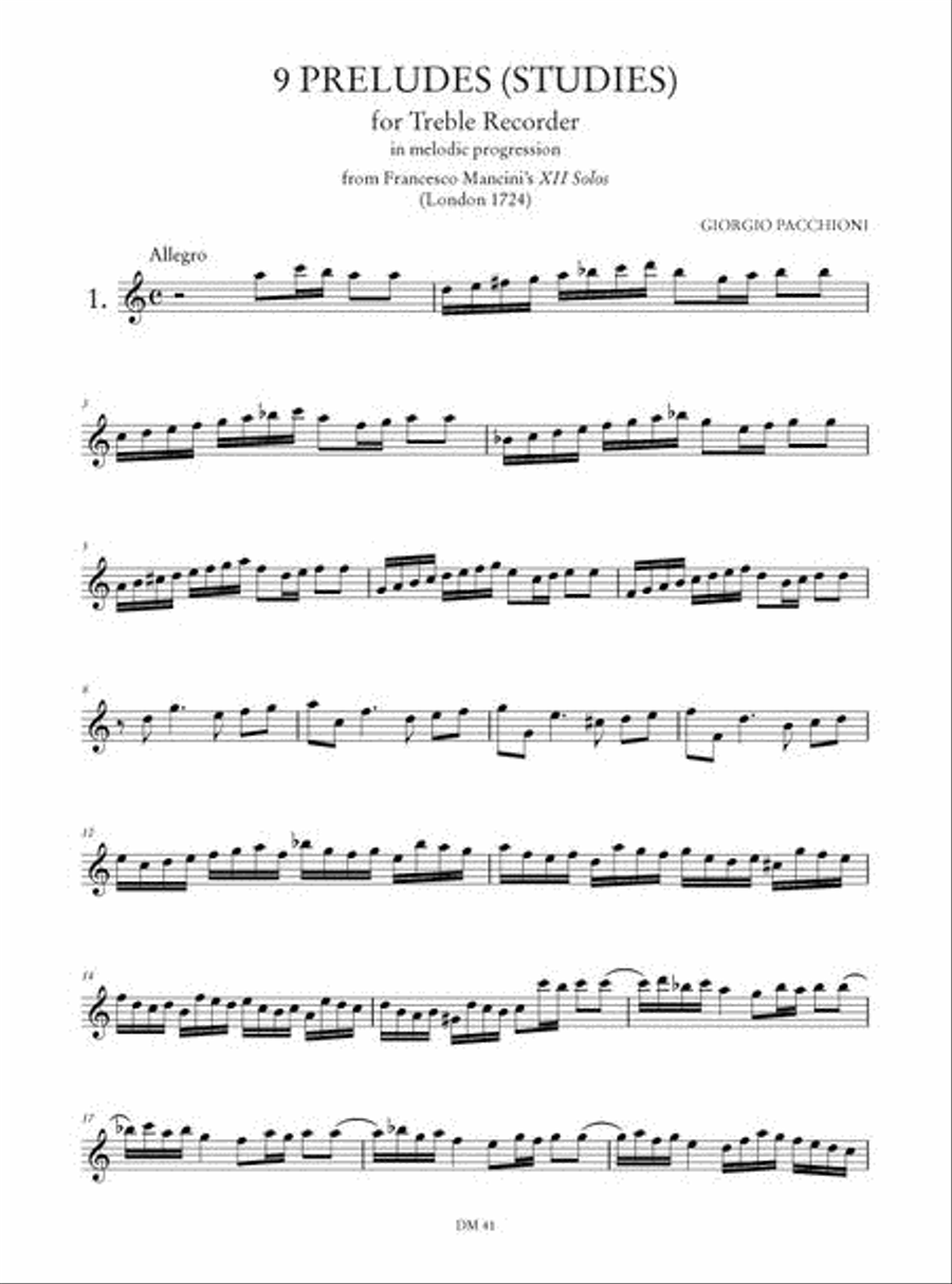 9 Preludes (Studies) in melodic progression from Francesco Mancini’s 