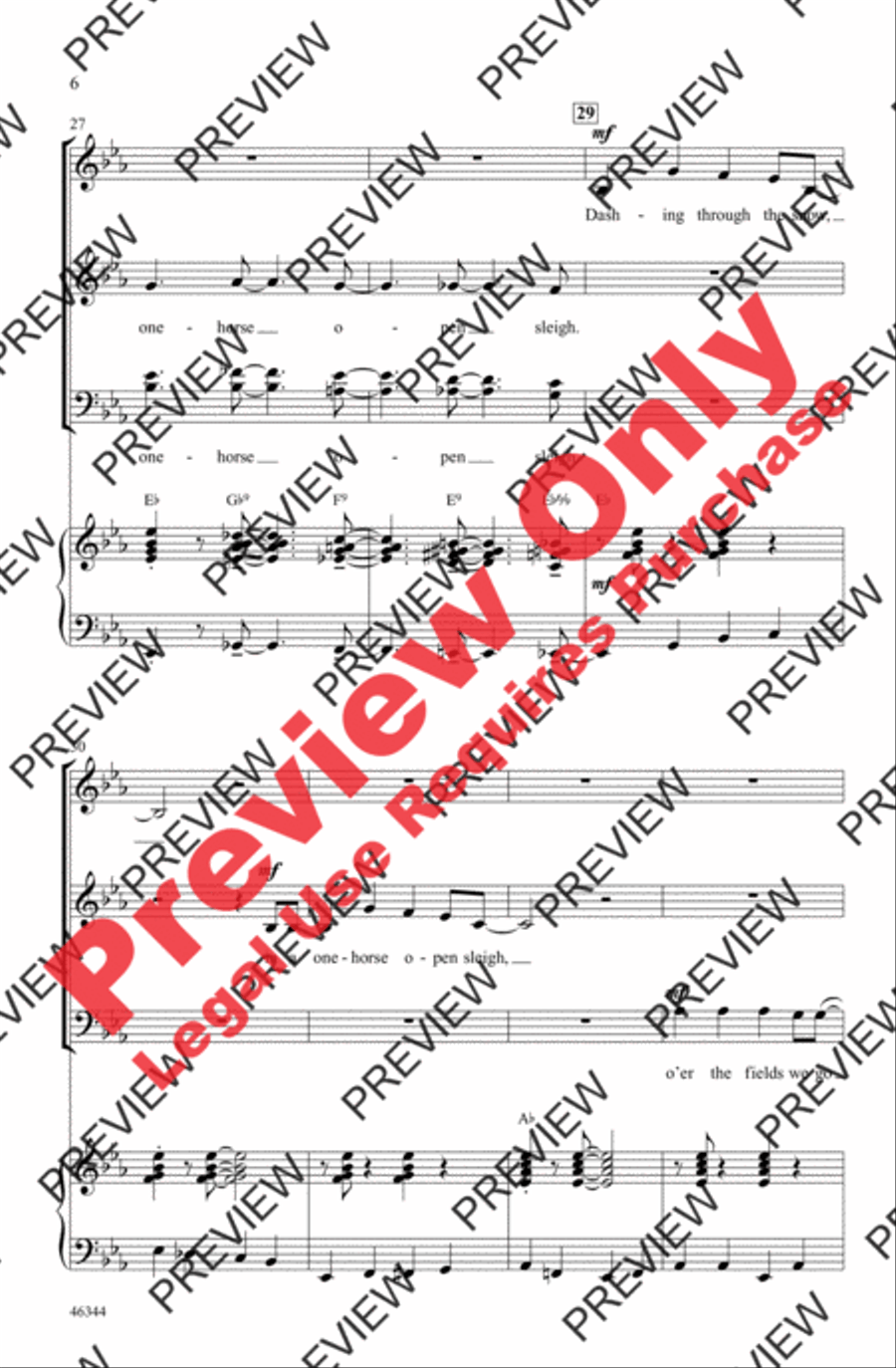 Jingle Bells Jingle Bells 4-Part scores gallery preview page 6