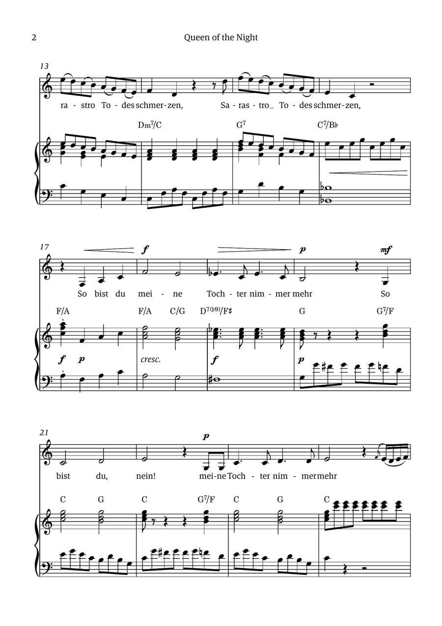 Queen of the Night (aria) - for ALTO in A minor (with chords) Chamber Music scores gallery preview page 2