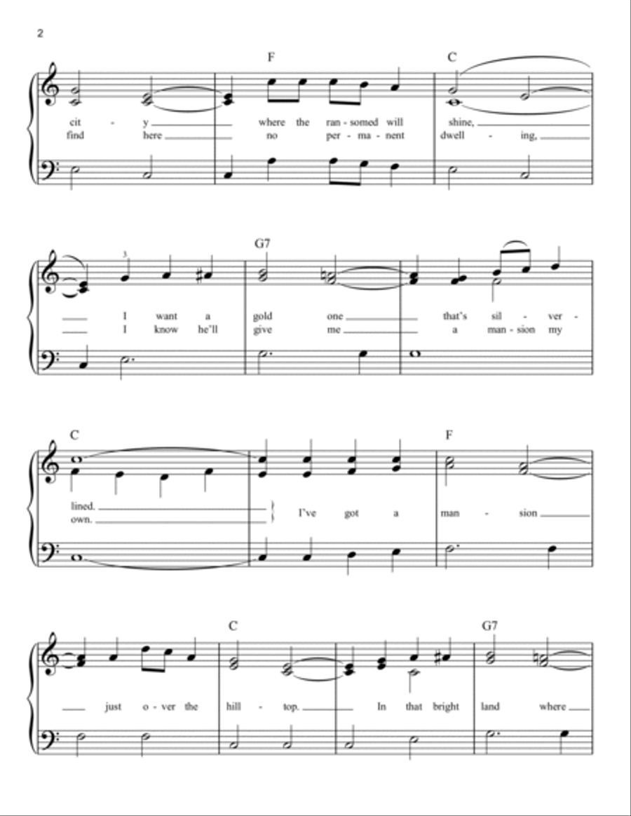 Mansion Over The Hilltop Easy Piano scores gallery preview page 2