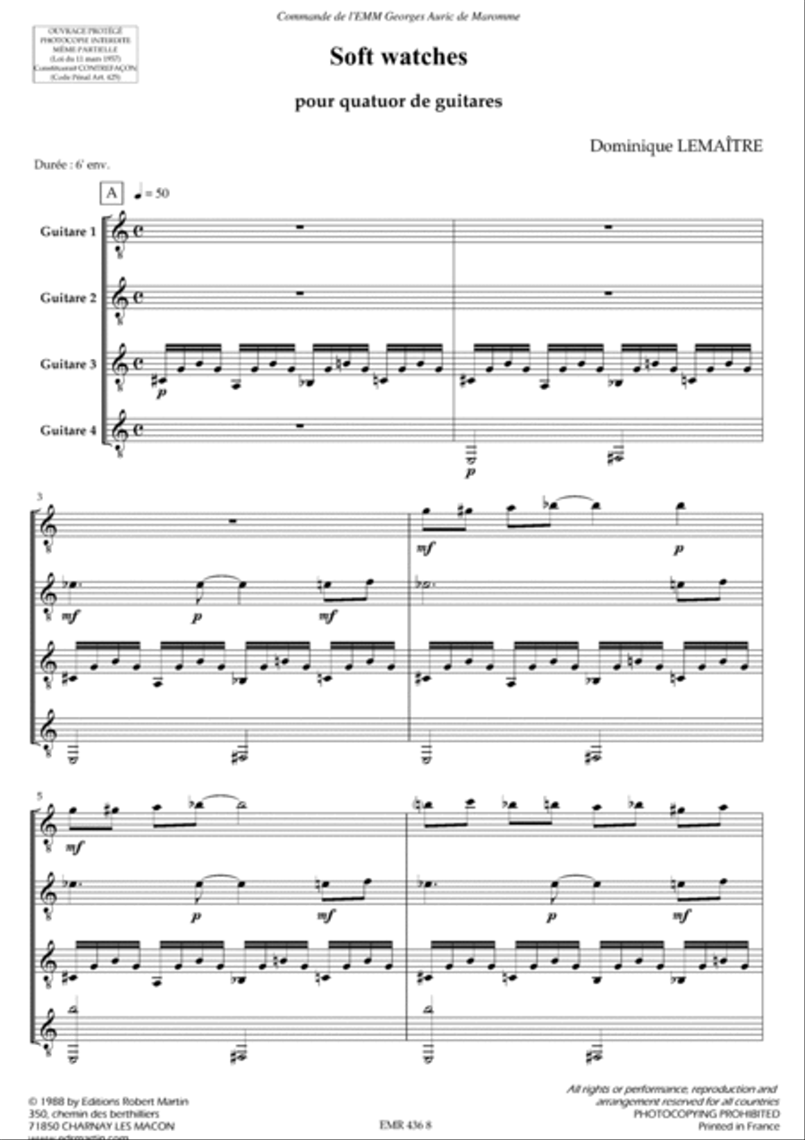 Soft watches pour quatuor de guitares (musique a caractere pedagogique) School and Community scores gallery preview page 2