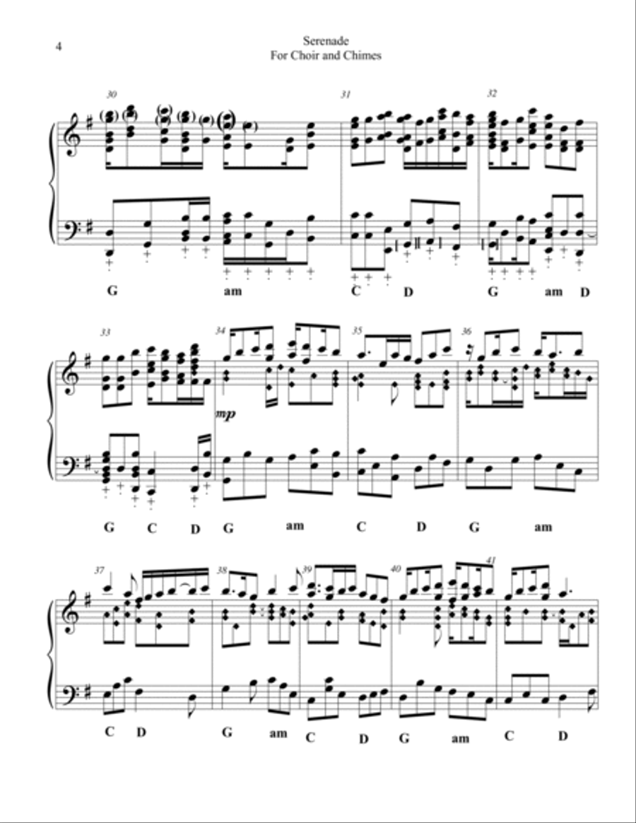 Serenade-for HANDBELLS-Optional Chimes-GUITAR Handbell Choir scores gallery preview page 4