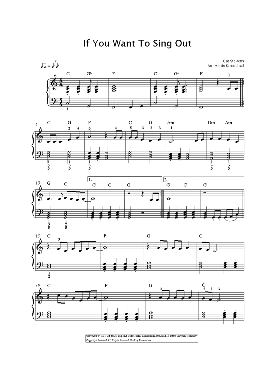 If You Want To Sing Out, Sing Out Easy Piano scores gallery preview page 1