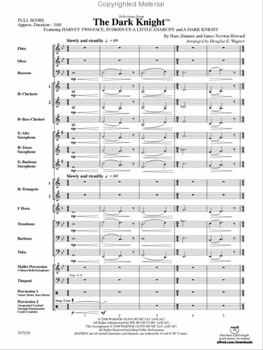 Selections from The Dark Knight Concert Band scores gallery preview page 2