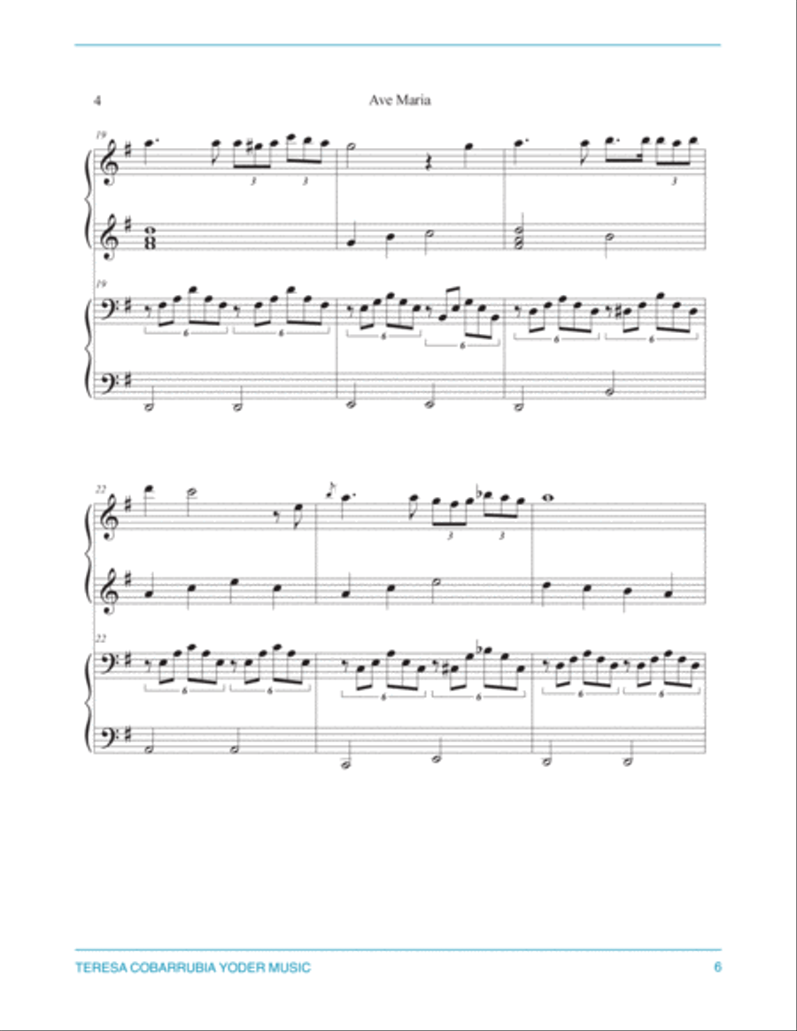 Ave Maria - Schubert - Easy Piano Duet by Teresa Cobarrubia Yoder Easy Piano scores gallery preview page 6