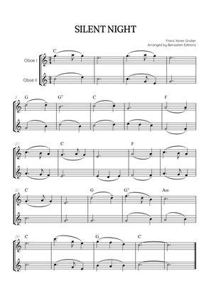 Silent Night for oboe duet • easy Christmas song sheet music (w/ chords)