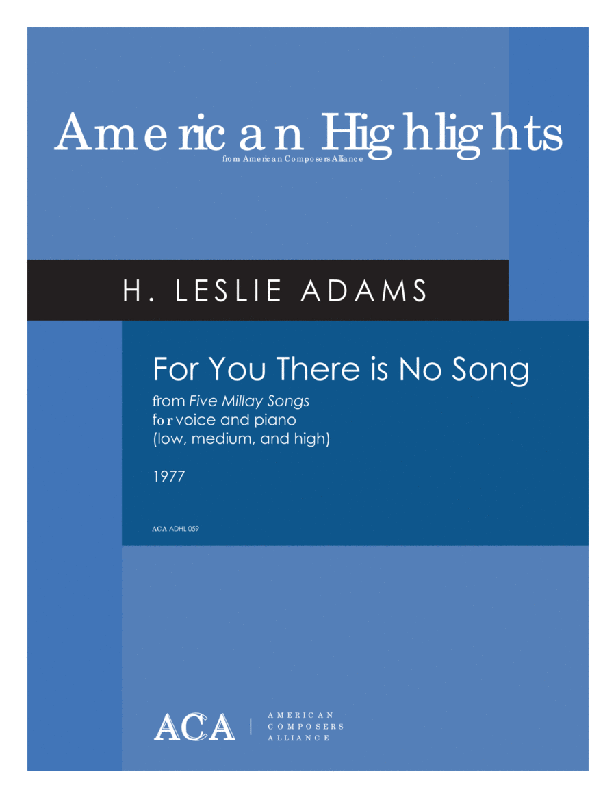 [Adams] For You There Is No Song (from Five Millay Songs) Voice scores gallery preview page 1