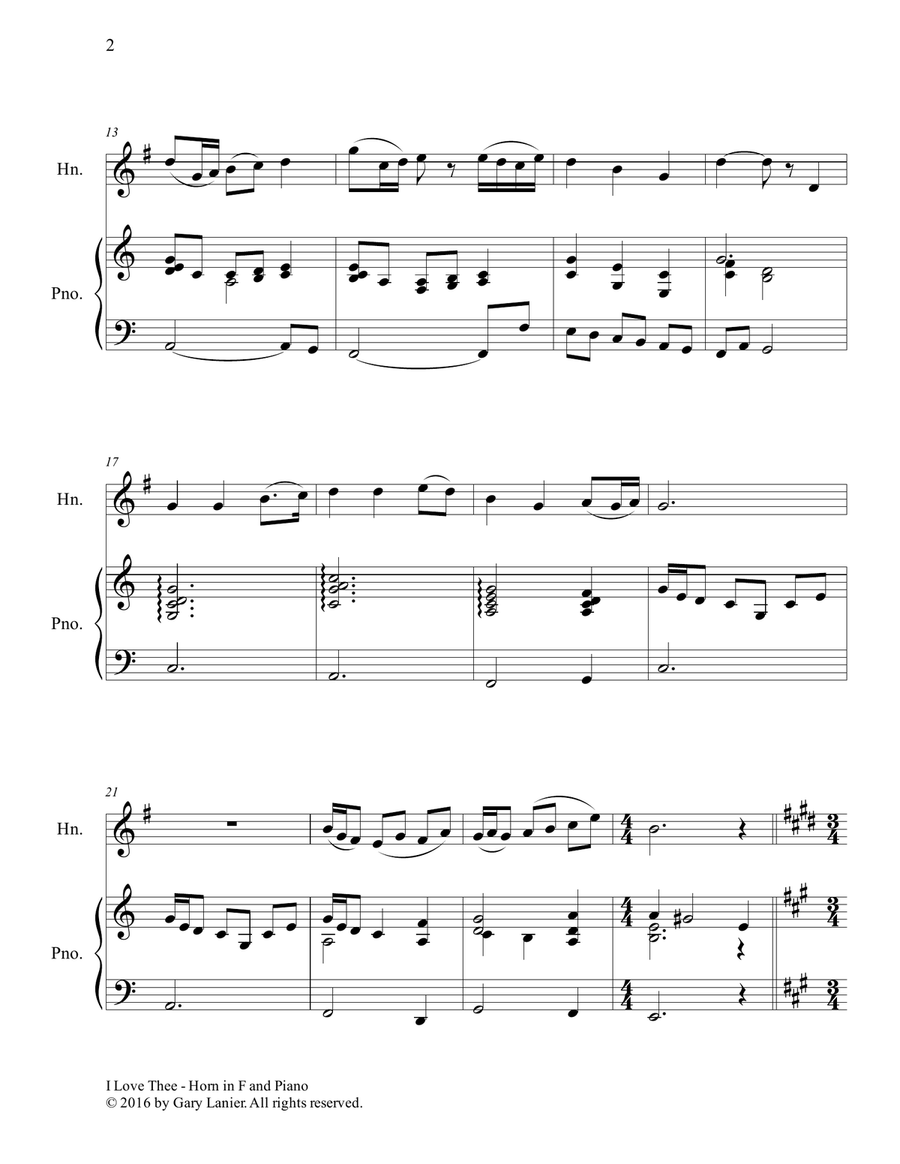 I LOVE THEE (Duet – Horn in F & Piano with Parts) Brass Duet scores gallery preview page 3
