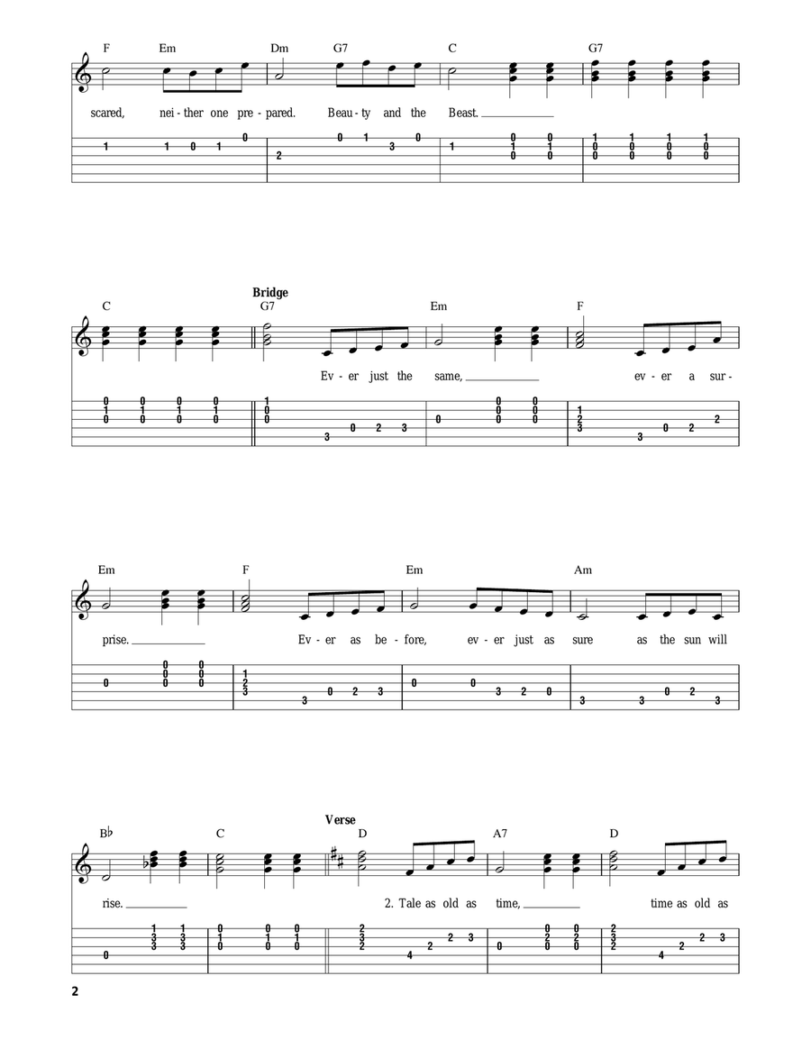 Beauty And The Beast Beauty And The Beast Guitar Tablature scores gallery preview page 2