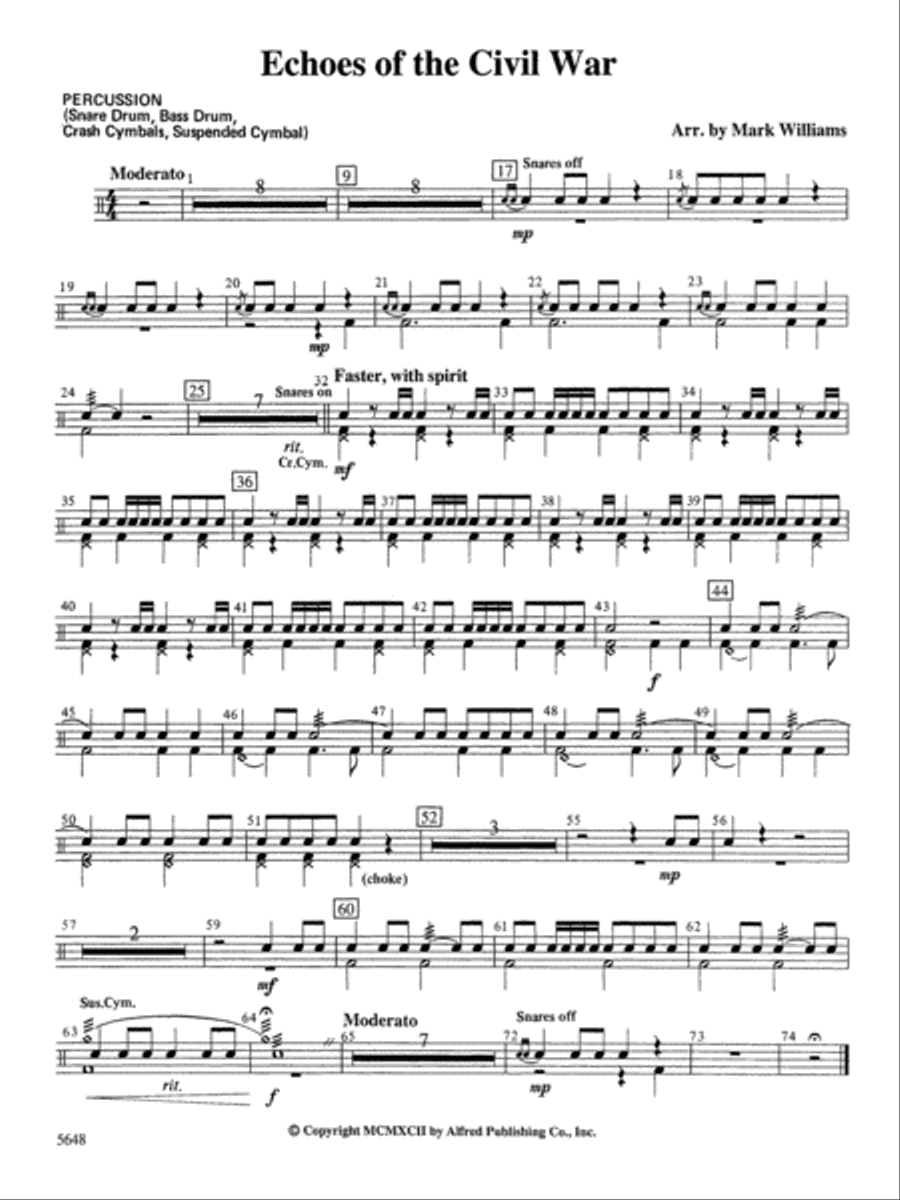 Echoes of the Civil War: 1st Percussion Concert Band scores gallery preview page 1