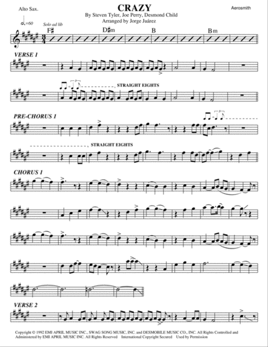 Crazy Alto Saxophone scores gallery preview page 1
