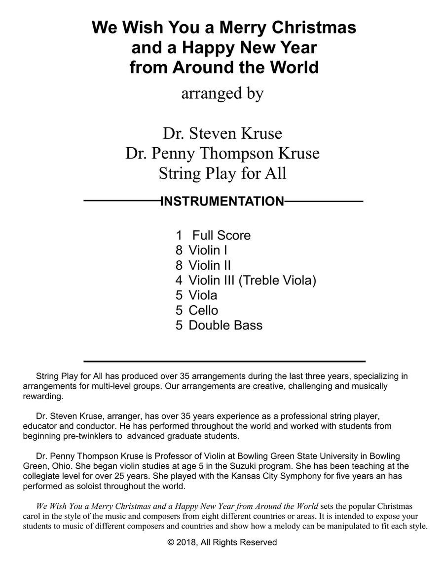 We Wish You a Merry Christmas and a Happy New Year from Around the World for String Orchestra, Grade String Orchestra scores gallery preview page 2
