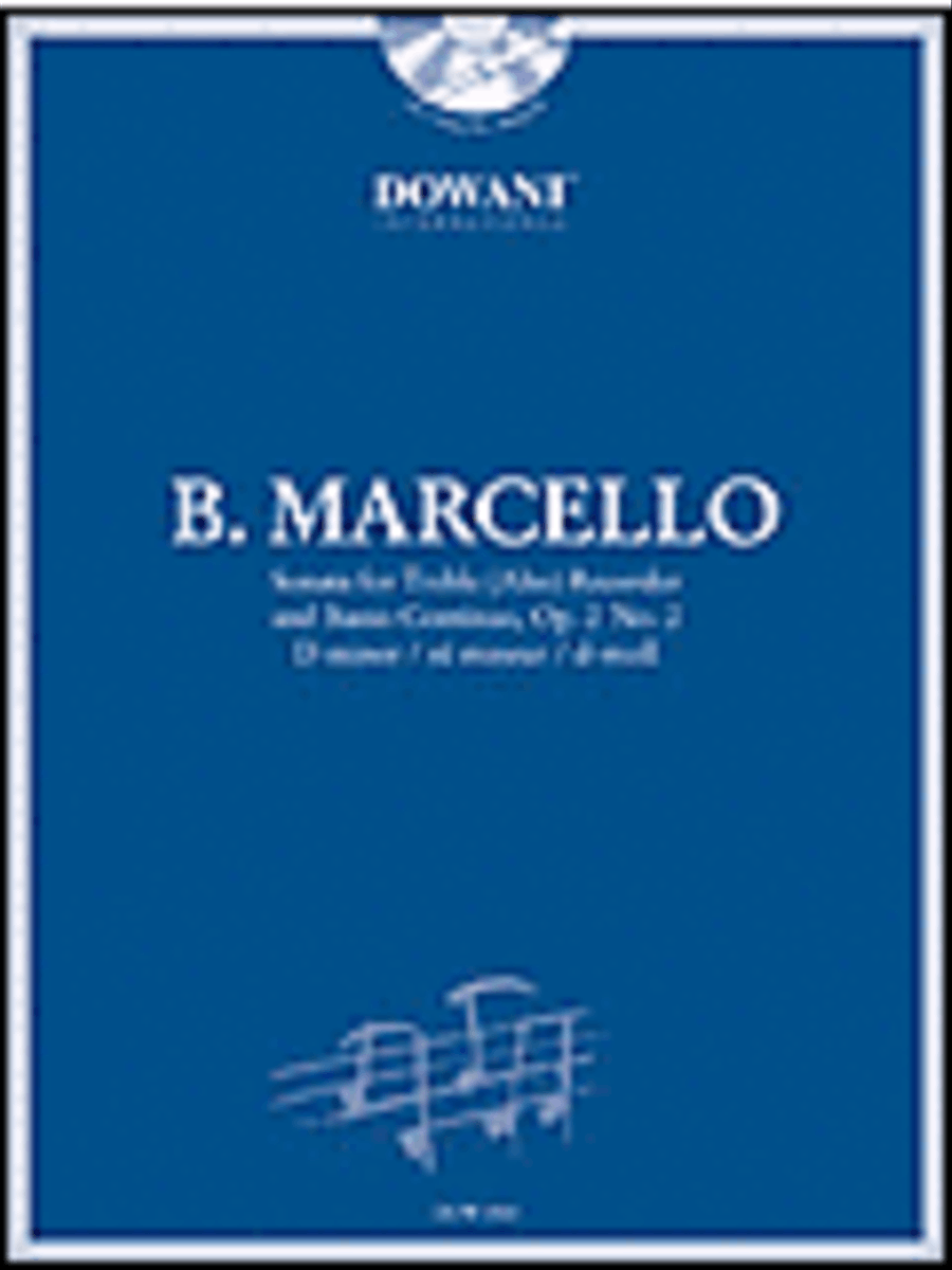 Marcello: Sonata in D Minor, Op. 2, No. 2 for Treble (Alto) Recorder and Basso Continuo Recorder scores gallery preview page 1