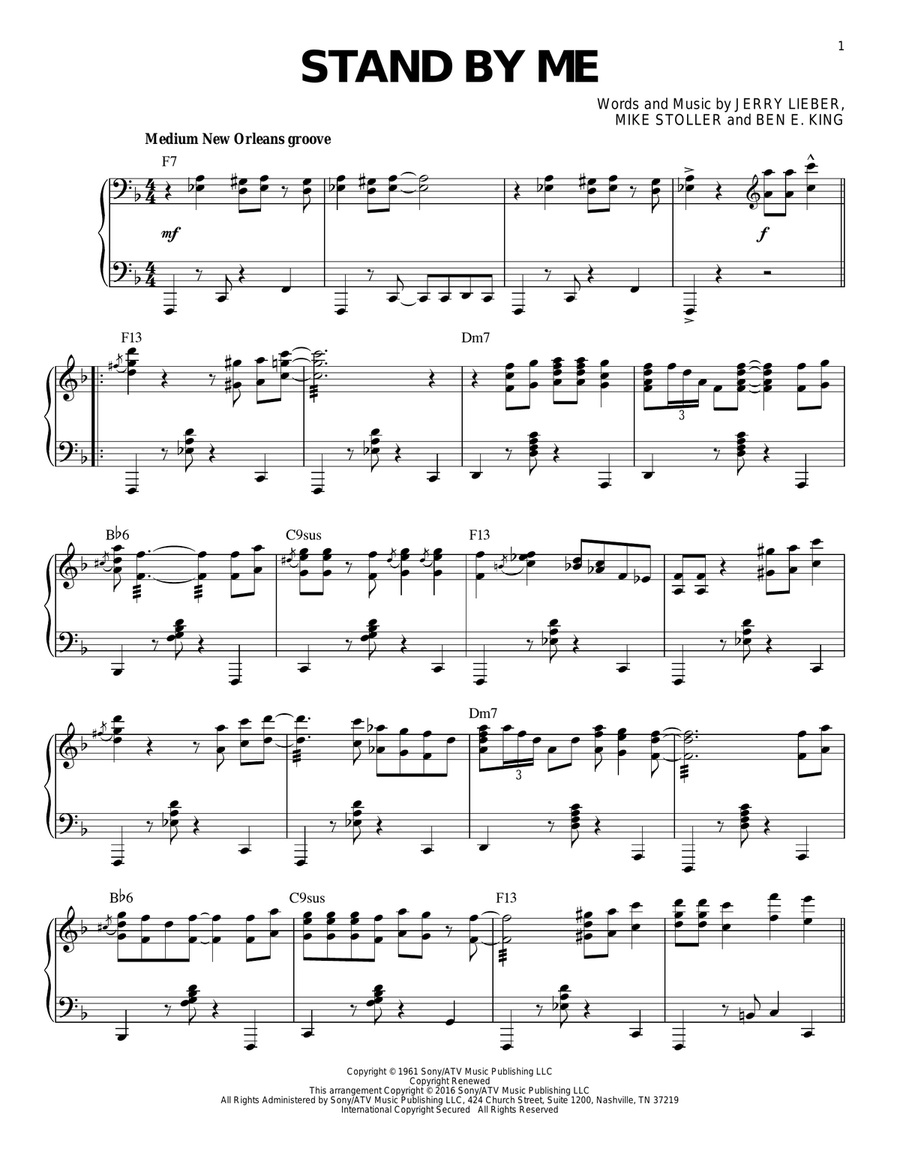 Stand By Me [Jazz version] (arr. Brent Edstrom) Piano Solo scores gallery preview page 1