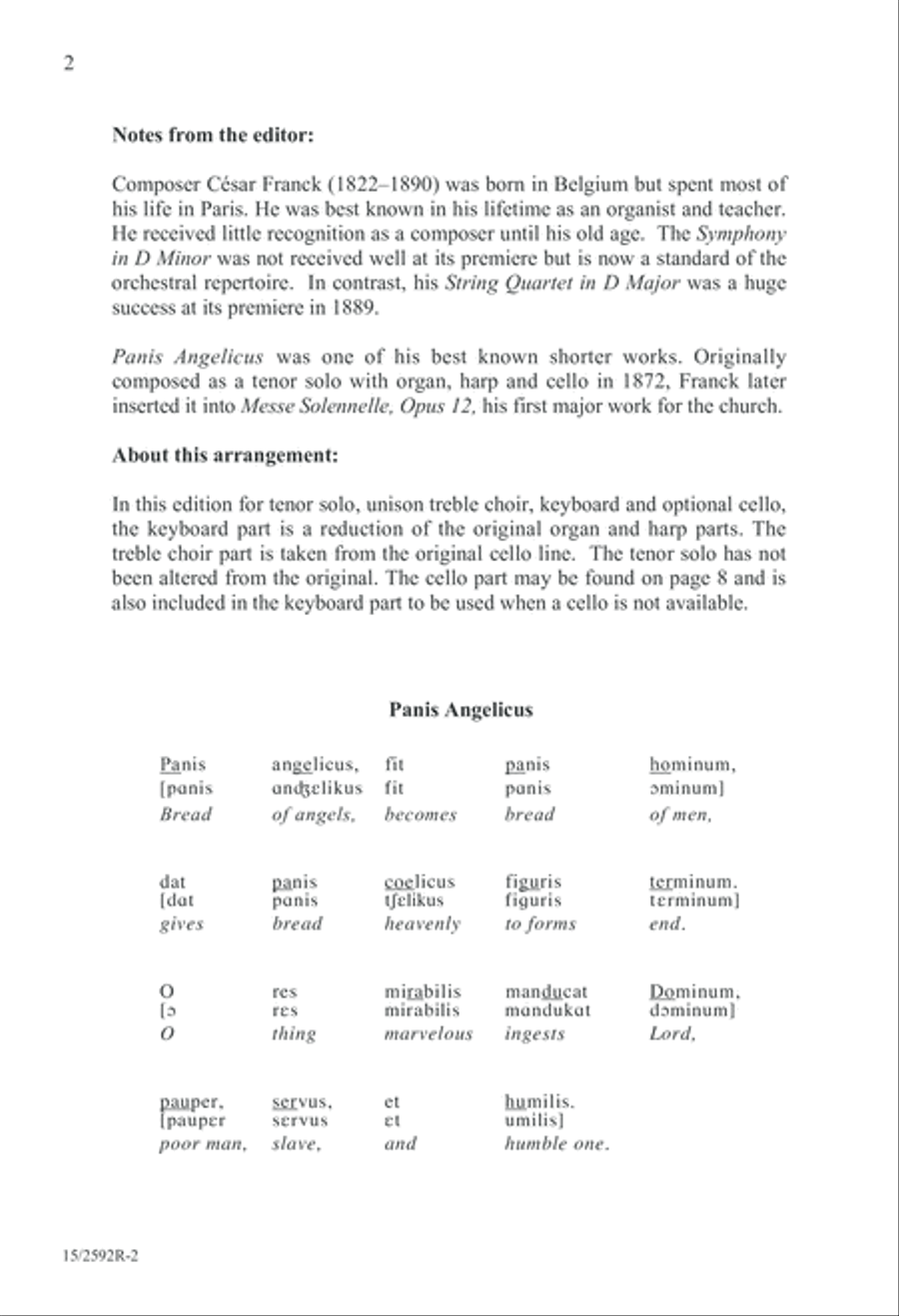 Panis Angelicus Unison Choir scores gallery preview page 2